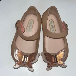 Mini Melissa size 5 butterfly jelly sandals pink mauve spring Easter like new